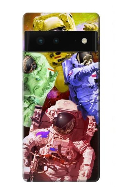 W3914 Colorful Nebula Astronaut Suit Galaxy Hard Case and Leather Flip Case For Google Pixel 6