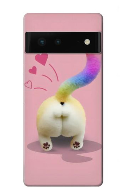 W3923 Cat Bottom Rainbow Tail Hard Case and Leather Flip Case For Google Pixel 6