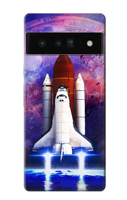 W3913 Colorful Nebula Space Shuttle Hard Case and Leather Flip Case For Google Pixel 6 Pro