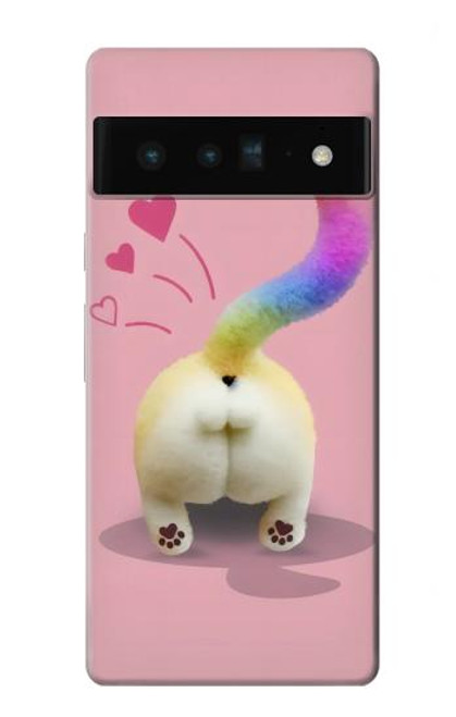 W3923 Cat Bottom Rainbow Tail Hard Case and Leather Flip Case For Google Pixel 6 Pro