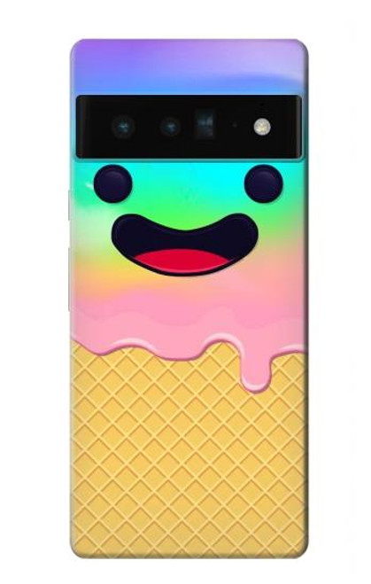 W3939 Ice Cream Cute Smile Hard Case and Leather Flip Case For Google Pixel 6 Pro