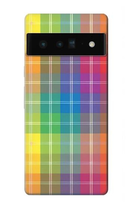 W3942 LGBTQ Rainbow Plaid Tartan Hard Case and Leather Flip Case For Google Pixel 6 Pro