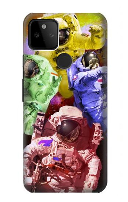 W3914 Colorful Nebula Astronaut Suit Galaxy Hard Case and Leather Flip Case For Google Pixel 5A 5G
