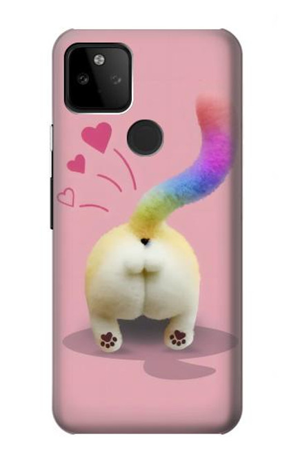 W3923 Cat Bottom Rainbow Tail Hard Case and Leather Flip Case For Google Pixel 5A 5G