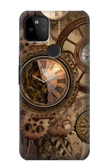 W3927 Compass Clock Gage Steampunk Hard Case and Leather Flip Case For Google Pixel 5A 5G