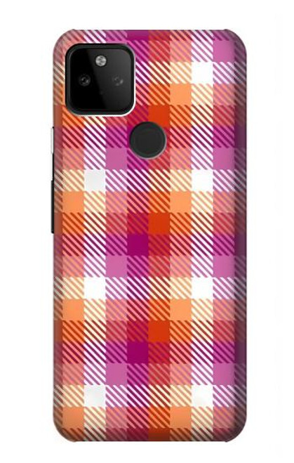 W3941 LGBT Lesbian Pride Flag Plaid Hard Case and Leather Flip Case For Google Pixel 5A 5G