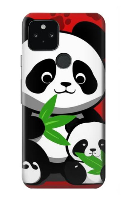 W3929 Cute Panda Eating Bamboo Hard Case and Leather Flip Case For Google Pixel 5