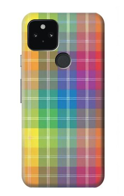 W3942 LGBTQ Rainbow Plaid Tartan Hard Case and Leather Flip Case For Google Pixel 5