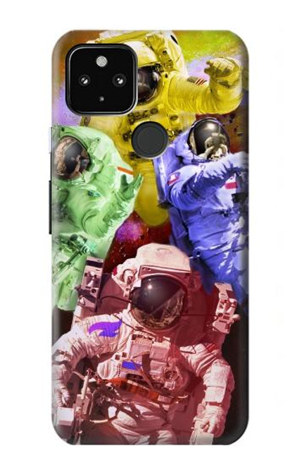 W3914 Colorful Nebula Astronaut Suit Galaxy Hard Case and Leather Flip Case For Google Pixel 4a 5G