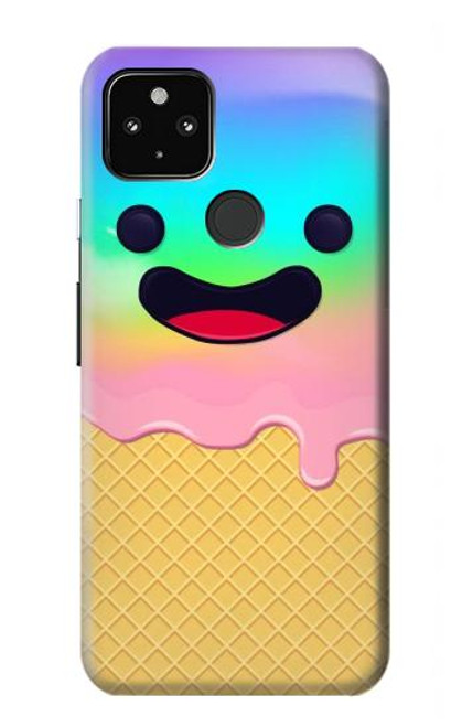 W3939 Ice Cream Cute Smile Hard Case and Leather Flip Case For Google Pixel 4a 5G