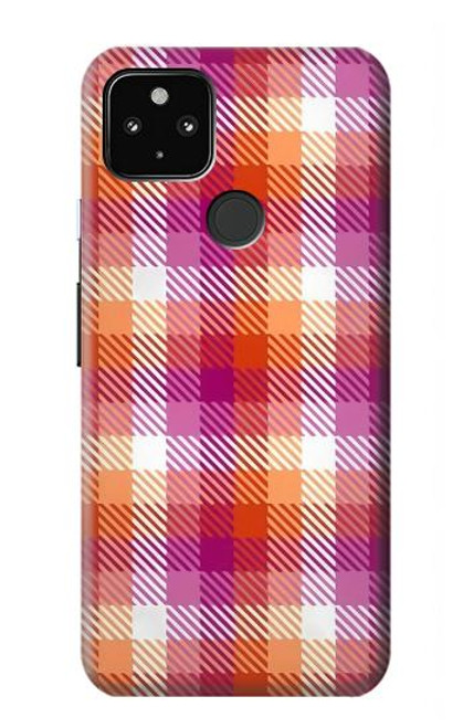 W3941 LGBT Lesbian Pride Flag Plaid Hard Case and Leather Flip Case For Google Pixel 4a 5G