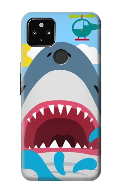 W3947 Shark Helicopter Cartoon Hard Case and Leather Flip Case For Google Pixel 4a 5G