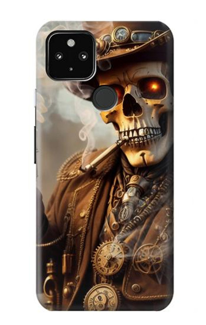 W3949 Steampunk Skull Smoking Hard Case and Leather Flip Case For Google Pixel 4a 5G