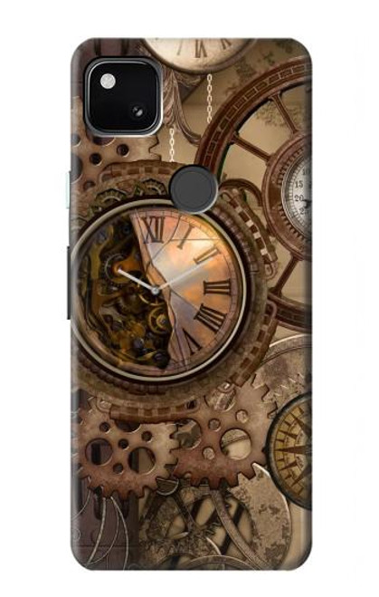 W3927 Compass Clock Gage Steampunk Hard Case and Leather Flip Case For Google Pixel 4a