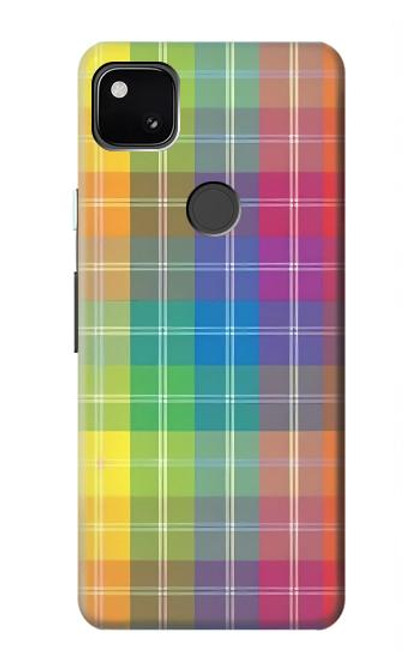 W3942 LGBTQ Rainbow Plaid Tartan Hard Case and Leather Flip Case For Google Pixel 4a