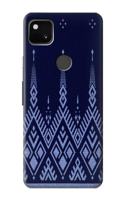 W3950 Textile Thai Blue Pattern Hard Case and Leather Flip Case For Google Pixel 4a