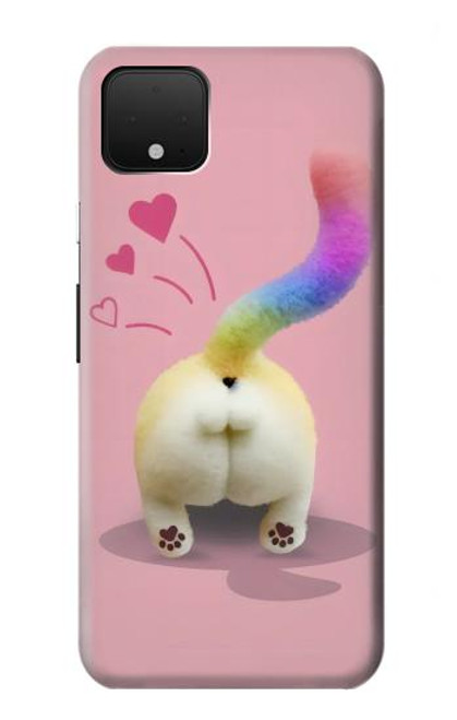 W3923 Cat Bottom Rainbow Tail Hard Case and Leather Flip Case For Google Pixel 4