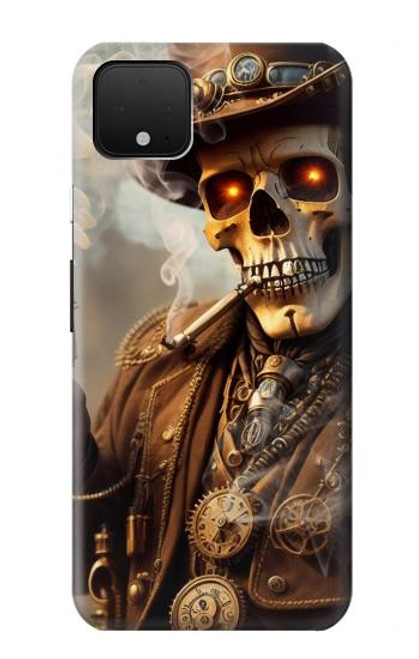 W3949 Steampunk Skull Smoking Hard Case and Leather Flip Case For Google Pixel 4