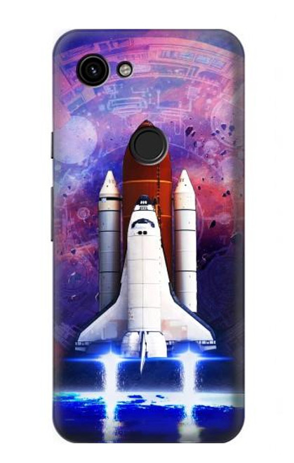 W3913 Colorful Nebula Space Shuttle Hard Case and Leather Flip Case For Google Pixel 3a