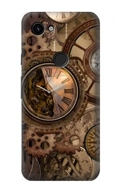 W3927 Compass Clock Gage Steampunk Hard Case and Leather Flip Case For Google Pixel 3a