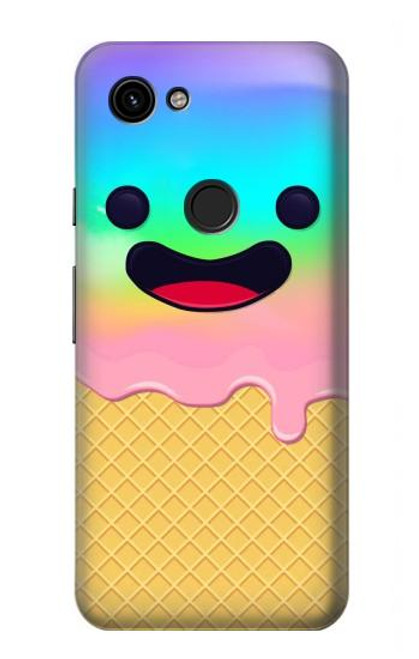 W3939 Ice Cream Cute Smile Hard Case and Leather Flip Case For Google Pixel 3a