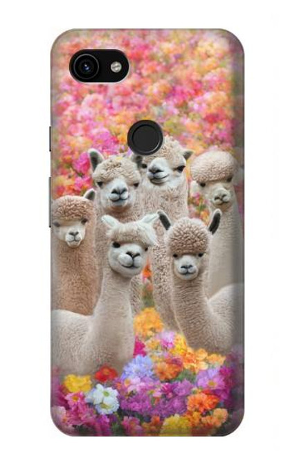 W3916 Alpaca Family Baby Alpaca Hard Case and Leather Flip Case For Google Pixel 3a XL