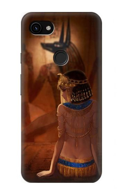 W3919 Egyptian Queen Cleopatra Anubis Hard Case and Leather Flip Case For Google Pixel 3a XL