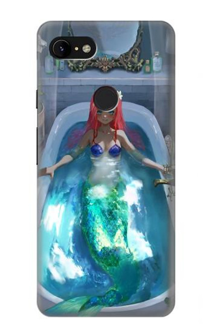 W3912 Cute Little Mermaid Aqua Spa Hard Case and Leather Flip Case For Google Pixel 3 XL