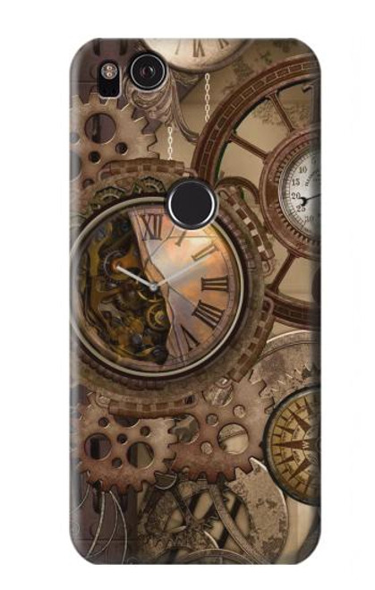 W3927 Compass Clock Gage Steampunk Hard Case and Leather Flip Case For Google Pixel 2