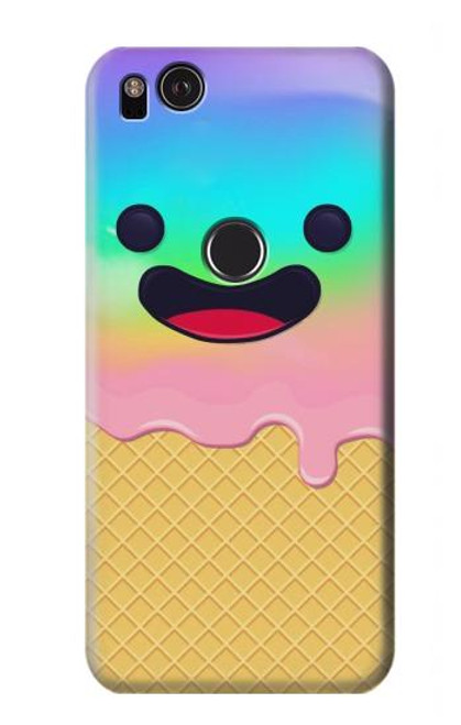 W3939 Ice Cream Cute Smile Hard Case and Leather Flip Case For Google Pixel 2
