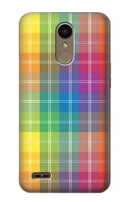 W3942 LGBTQ Rainbow Plaid Tartan Hard Case and Leather Flip Case For LG K10 (2018), LG K30