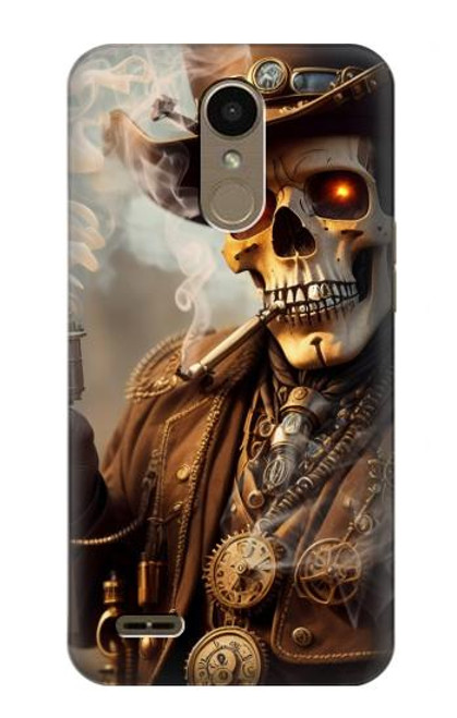 W3949 Steampunk Skull Smoking Hard Case and Leather Flip Case For LG K10 (2018), LG K30