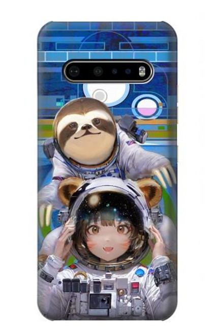 W3915 Raccoon Girl Baby Sloth Astronaut Suit Hard Case and Leather Flip Case For LG V60 ThinQ 5G