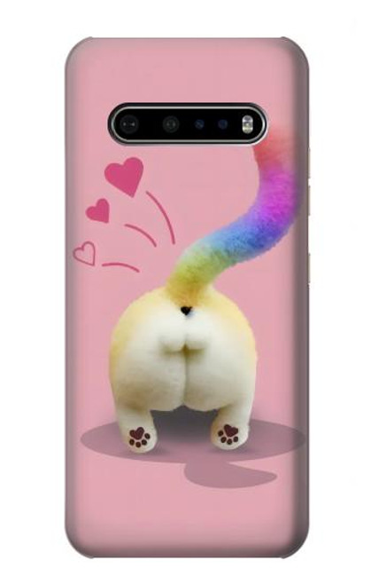 W3923 Cat Bottom Rainbow Tail Hard Case and Leather Flip Case For LG V60 ThinQ 5G