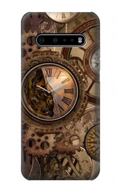 W3927 Compass Clock Gage Steampunk Hard Case and Leather Flip Case For LG V60 ThinQ 5G