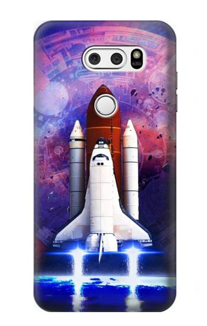 W3913 Colorful Nebula Space Shuttle Hard Case and Leather Flip Case For LG V30, LG V30 Plus, LG V30S ThinQ, LG V35, LG V35 ThinQ