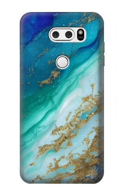 W3920 Abstract Ocean Blue Color Mixed Emerald Hard Case and Leather Flip Case For LG V30, LG V30 Plus, LG V30S ThinQ, LG V35, LG V35 ThinQ