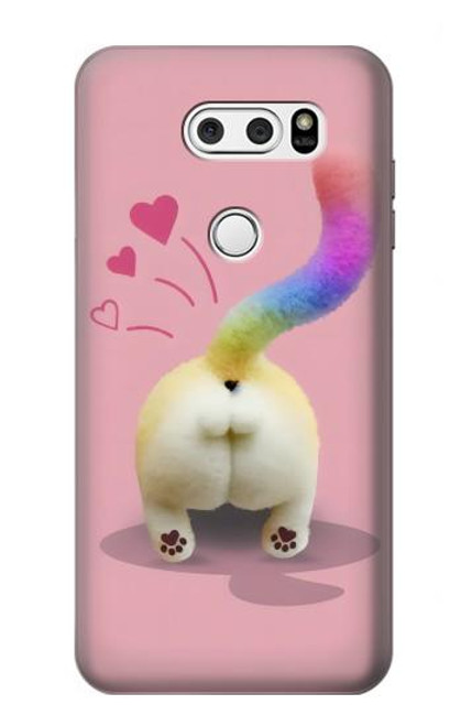 W3923 Cat Bottom Rainbow Tail Hard Case and Leather Flip Case For LG V30, LG V30 Plus, LG V30S ThinQ, LG V35, LG V35 ThinQ