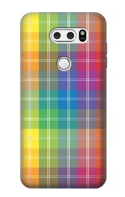 W3942 LGBTQ Rainbow Plaid Tartan Hard Case and Leather Flip Case For LG V30, LG V30 Plus, LG V30S ThinQ, LG V35, LG V35 ThinQ