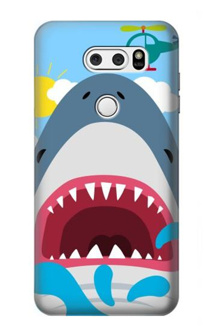 W3947 Shark Helicopter Cartoon Hard Case and Leather Flip Case For LG V30, LG V30 Plus, LG V30S ThinQ, LG V35, LG V35 ThinQ