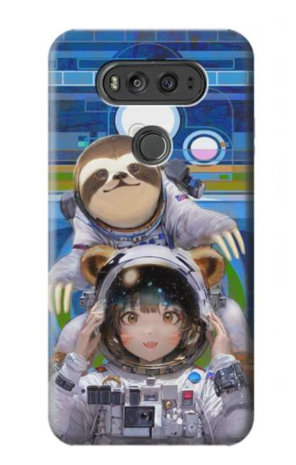 W3915 Raccoon Girl Baby Sloth Astronaut Suit Hard Case and Leather Flip Case For LG V20