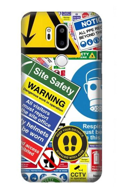 W3960 Safety Signs Sticker Collage Hard Case and Leather Flip Case For LG G7 ThinQ