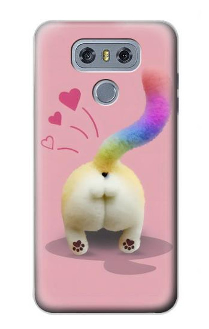 W3923 Cat Bottom Rainbow Tail Hard Case and Leather Flip Case For LG G6