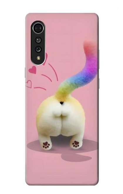 W3923 Cat Bottom Rainbow Tail Hard Case and Leather Flip Case For LG Velvet