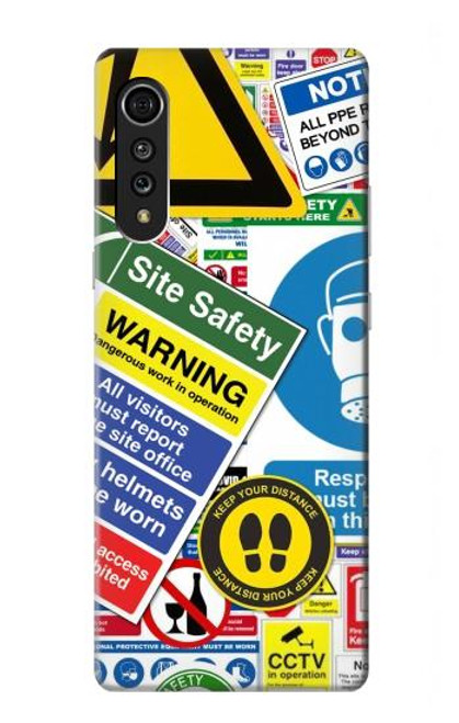 W3960 Safety Signs Sticker Collage Hard Case and Leather Flip Case For LG Velvet
