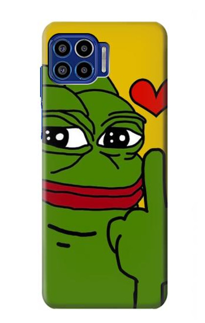 W3945 Pepe Love Middle Finger Hard Case and Leather Flip Case For Motorola One 5G