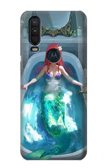W3911 Cute Little Mermaid Aqua Spa Hard Case and Leather Flip Case For Motorola One Action (Moto P40 Power)