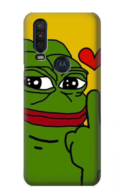 W3945 Pepe Love Middle Finger Hard Case and Leather Flip Case For Motorola One Action (Moto P40 Power)