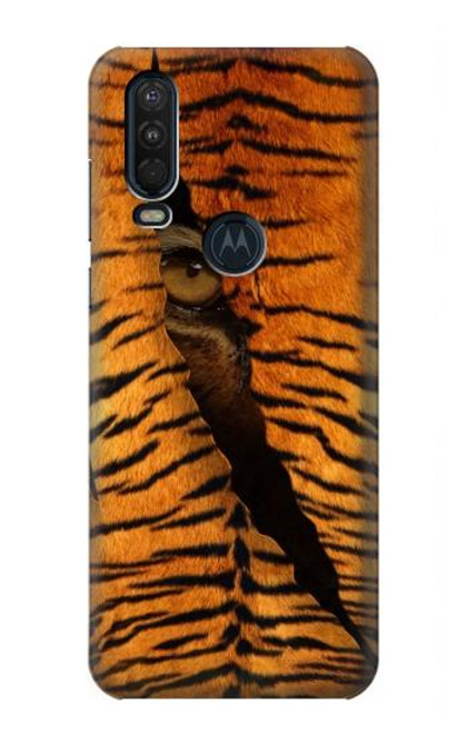 W3951 Tiger Eye Tear Marks Hard Case and Leather Flip Case For Motorola One Action (Moto P40 Power)