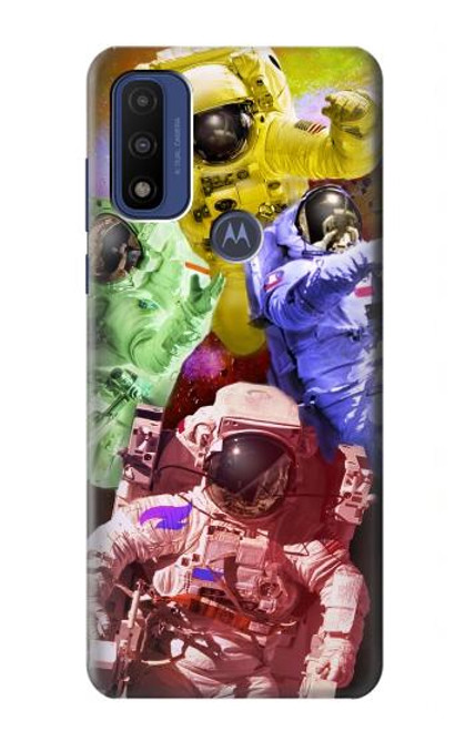W3914 Colorful Nebula Astronaut Suit Galaxy Hard Case and Leather Flip Case For Motorola G Pure